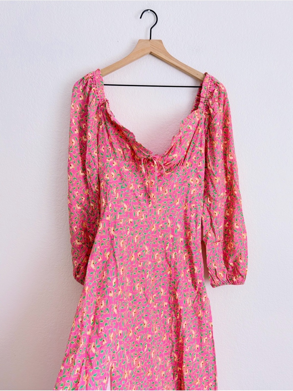RIXO Olimani tie-detailed floral-print crepe de chine midi